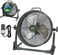 iLiving 12" Rechargeable Battery Operated Camping Floor Fan, High Velocity Portable Outdoor Fan with Metal Blade, With Built-in Lithium Battery for Whole Day Usage, 12 Inches, Military Green