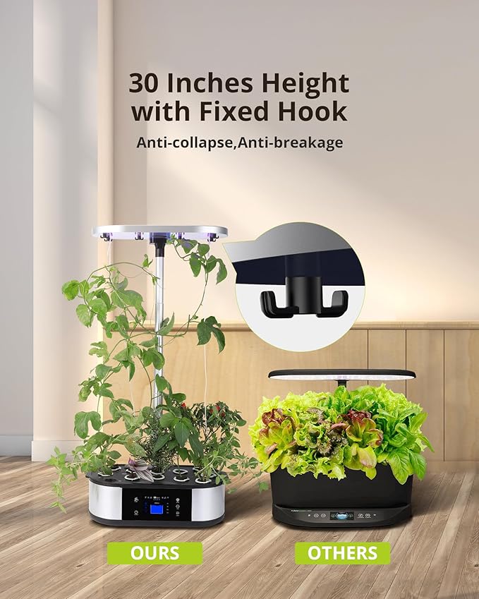 WiFi 12 Pods Hydroponics Growing System with APP Control,Indoor Garden up to 30" Height Adjustable with 48W Full Spectrum Grow Lights, Silent Pump System, Automatic Timer,Ideal Gardening Gifts
