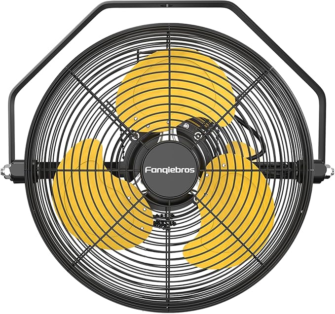 12 Inch High Velocity Wall Mount Fan, 2500 CFM Industrial Metal Air Circulator, 3-Speed Commercial Wall Fan with 180° Tilt, Pull Chain, for Garage, Workshop, Gym, Patio - UL Listed