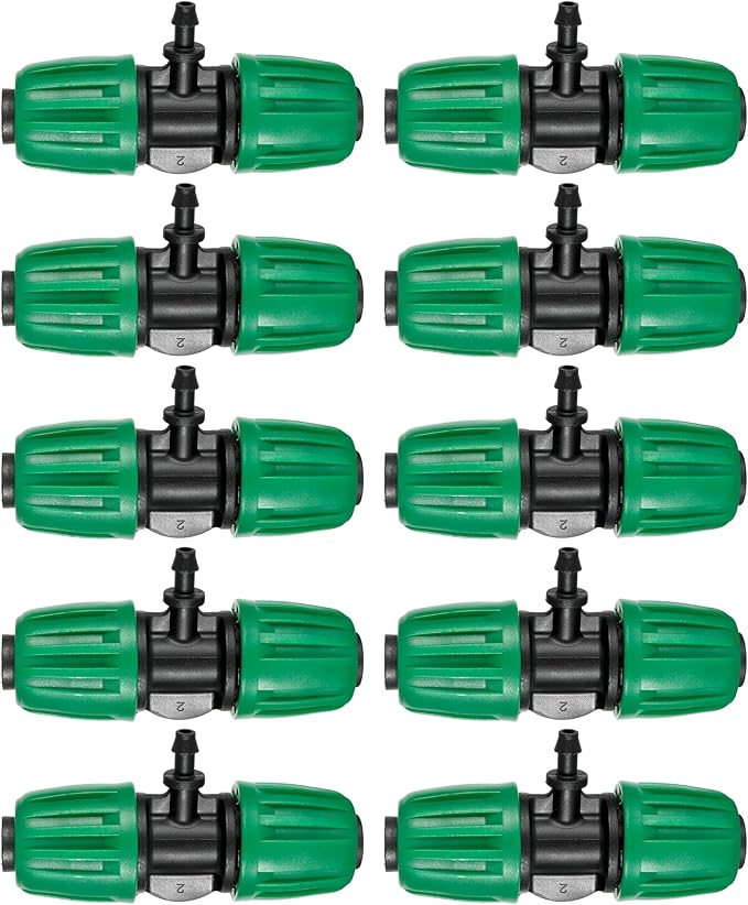 10 Pcs 1/2" to 1/4" Barbed Tee Connector, 1/2 Inch to 1/4 Inch Drip Irrigation Fittings Drip Line Reducer Tee Connectors 1/2" to 1/4" 3-Way Splitter Connectors for Garden Drip Irrigation System