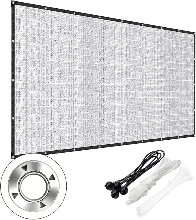 Aluminet Shade Cloth, 6x8FT 85% Heat Reflective Tarp for Blocking Sun with Reinforced Stainless Steel Grommets for Pergola Shade Cover, Garden, Cars, Dogs, Greenhouse