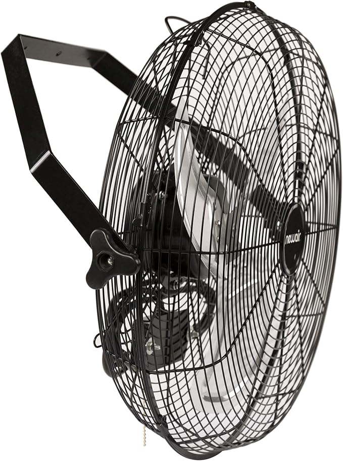 NewAir WindPro18W Wall Mount Fan | High-Velocity Industrial, Shop or Garage Fan | 3 Speed Settings | 3000 CFM | Black