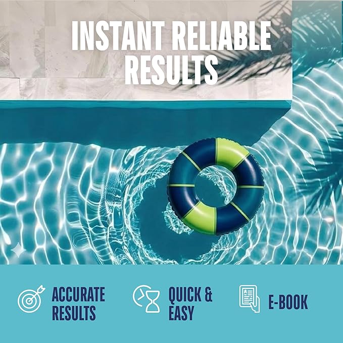 JNW 7-in-1 Pool Test Strips, 150 Quick & Accurate Test Strips for Pool Water, Spa Test Strips for Hot Tub, Chlorine Test Strips, Bromine, pH, Alkalinity, Hardness & More - Swimming Pool Test Kit