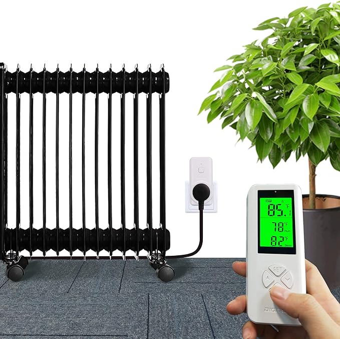 DIGITEN Wireless Thermostat Plug in Digital Temperature Controller Outlet Programmable Thermostat with Build-in Temperature Sensor Remote Control Greenhouse Thermostat Outlet Plug for Heater