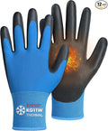 KAYGO 12 Pairs Winter Work Gloves for Men and Women, Thermal Insulated Safety Work Gloves PU Coated, Super Grip,Ideal for Freezer Work,Blue,M