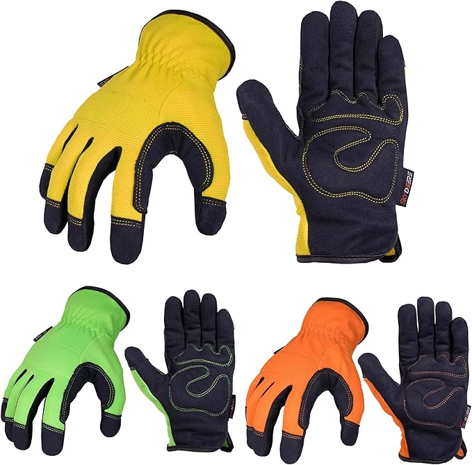 SKYDEER 3-Pairs Pack Durable Leather Work Gloves for Gardening and General Work (SD8809/M)
