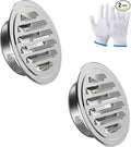 Stainless Steel Soffit Vents 4 Inch, HG Power Round Vent Cover with Screen Mesh, Louver Air Vent Hood for Wall, Ceiling Mount, Bathroom, Garage, Attic Ventilation, 2-Pack, Silver
