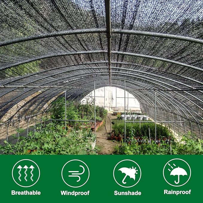 Cliselda 70%-80% Black Shade Cloth for Patio, 6 x 50ft UV Resistant Sun Shade Mesh Net with Grommets, Mesh Tarp Plant Shade Cover for Plants Garden Greenhouse Backyard Outdoor