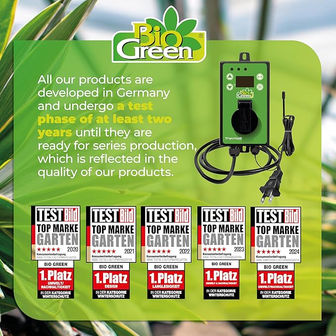 BioGreen TER2/US Thermo 2 Digital Greenhouse Thermostat with Summer/Winter Function 2 Years Warrenty, Green