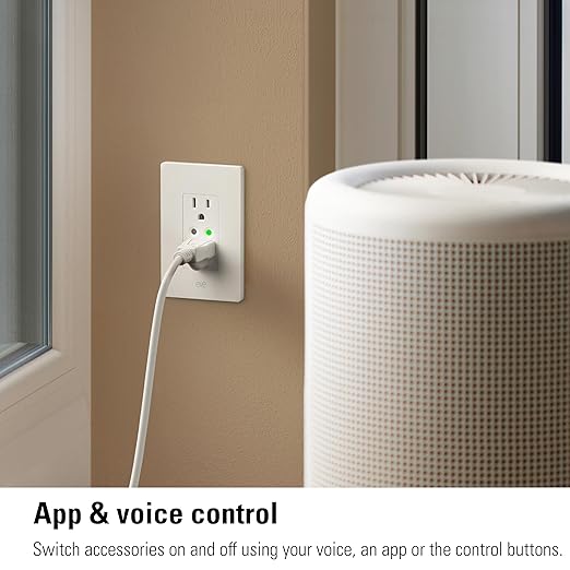 Eve Energy Outlet (Matter) – Smart Outlet & Power Meter, App & Voice Control, No Bridge, Thread, Works with Apple Home, Alexa, Google Home, SmartThings, 100% Privacy, Requires Thread Border Router