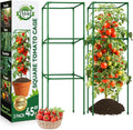 Halatool 2 Pack 45in Tomato Cages for Garden, Heavy Duty Adjustable Square Tomato Trellis for Climbing Plants – Green Plant Support Stakes for Vegetables Flowers Fruits & Raised Bed Outdoor