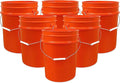 ePackageSupply 5 Gallon Bucket - Food Grade Bucket, Metal Handle Grip, BPA-Free, Heavy-Duty 90 Mil HDPE Plastic Pail, Stackable Utility Container, Made in USA, Lid Not Included, Orange, 6 Packs