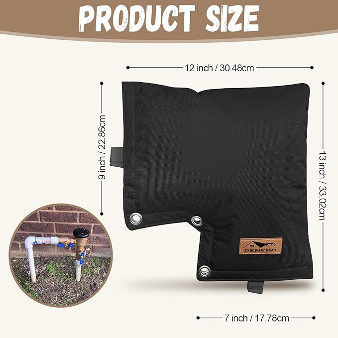 Backflow Cover, Backflow Preventers Protection, Pressure Vacuum Breaker Cover for Winter, Insulated Cover Pouch for Irrigation Backflow Valve, Sprinkler Valves Cover in Snow or Sun Exposure – Black