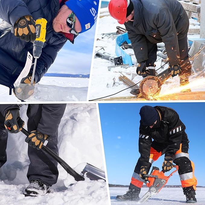 HANDLANDY HLDD Heavy Duty Work Gloves, TPR Protector Impact Gloves, Men Anti Vibration Mechanic Work Glove TouchScreen