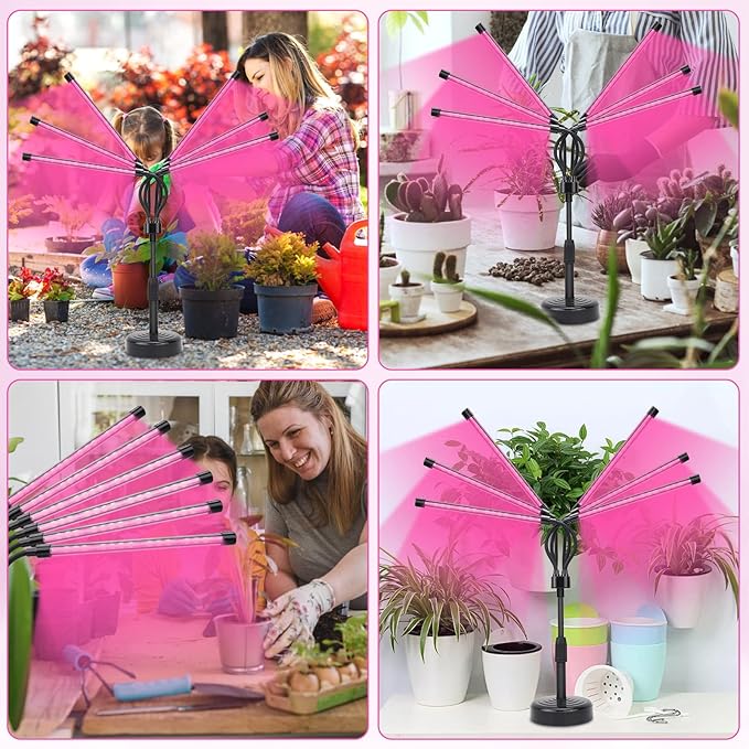 Grow Lights for Indoor Plants, Six Head Plant Light with Full Spectrum, LED Grow Lamps for Seed Starting with Adjustable Gooseneck, Suitable for Flowers Vegetables