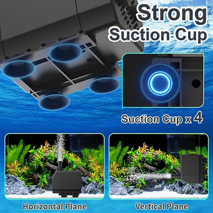 SongLong 60W 800GPH Ultra Silent Water Pump | 10ft 3-Pin Cord with Tubing, Overheat Protection | Perfect for Small Fountains, Fish Ponds & Hydroponics
