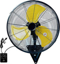 20" Wall Mount Fan, 7100CFM Heavy Duty Wall Fan with 3-Speed & Adjustable Tilt, High Velocity Industrial Oscillating Fans for Garage, Factory, Patio, Indoor, Porch, Shop & Commercial Use - ETL Listed