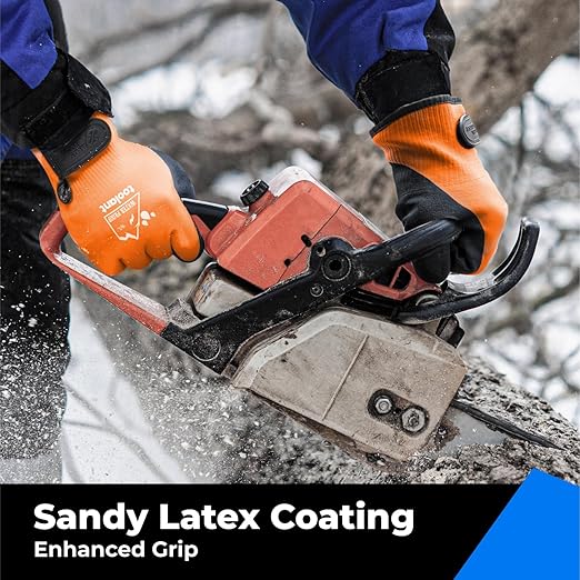 toolant 100% Waterproof Gloves for Men and Women, Winter Work Gloves for Cold Weather, Touchsreen, Thermal Insulated Freezer Gloves, With Grip, Orange, Large