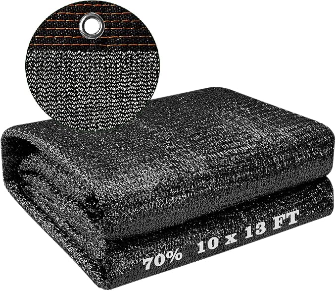 UCINNOVATE 10x13 FT Sunblock Shade Cloth 70% Sunshade Fabric Mesh Tarp with Grommets, Durable Shade Net UV Resistant Sunscreen for Plants, Shade Mesh Netting for Greenhouse Awning Pergola Dog Kennel