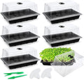 Hahood 6 Packs Seed Starter Tray Kits with Humidity Dome, Plastic Germination Growing Trays with Plants Labels, Planting Tools for Seeds Growing Starting, Germination and Seedling Propagation