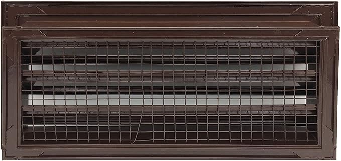 HVAC Premium 16"W x 8"H Aluminum Exterior Gable Louver Vent for Walls & Crawlspace - Weather-Resistant Air Grille with Screen Mesh - Brown [Outer Dimensions 17.75"W x 9.75"H]
