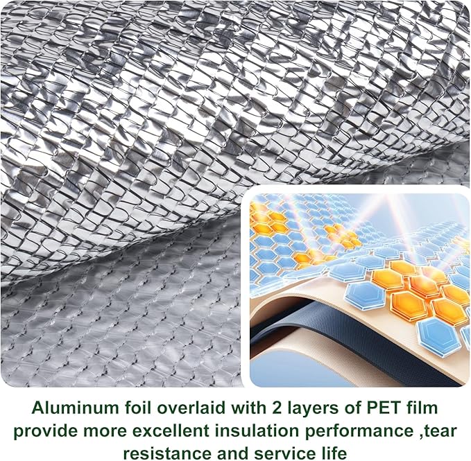 Aluminet Shade Cloth, 6x10FT 99% Heat Reflective Tarp for Blocking Sun with Reinforced Stainless Steel Grommets for Pergola Shade Cover, Garden, Cars, Dogs, Greenhouse