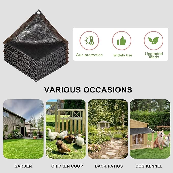 DGSL 40% Shade Cloth Greenhouse Shade Cover with Grommets - 20Ft x 20Ft Mesh Tarp for Pergola, Patio Plants, Chicken Coop, Garden, Outdoor, Backyard
