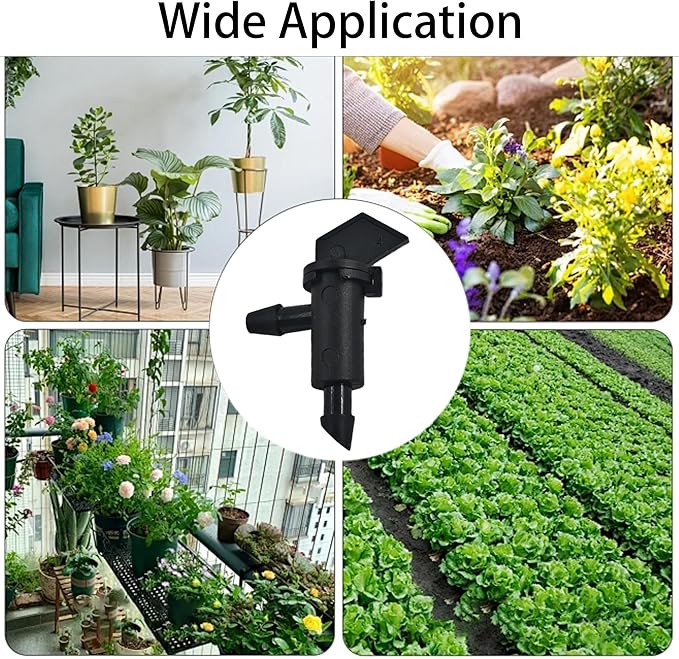 80Pcs 1GPH Drip Emitter Garden Flag Irrigation Drippers, 4L/H Sprinkler System Parts for 4/7mm Tubing, Adjustable Flow for Trees, Shrubs, Lawn, Vegetable Gardens, Black