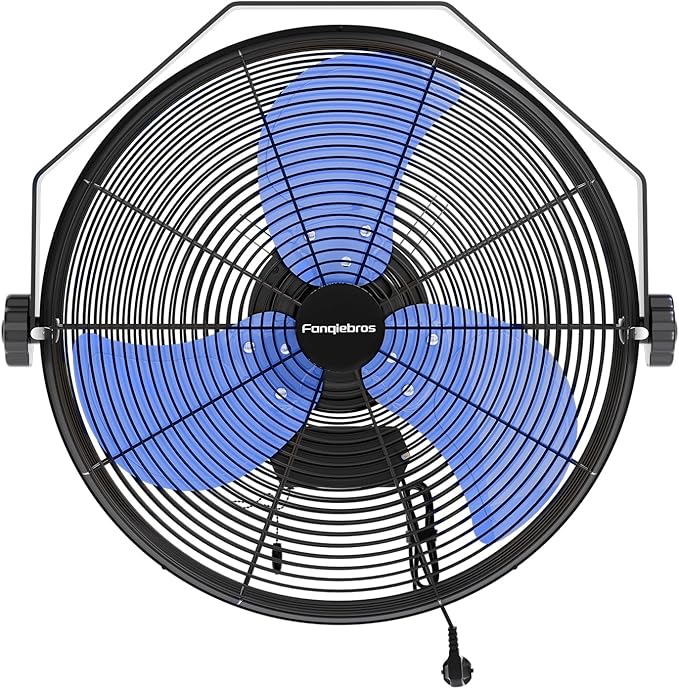 18 Inch High Velocity Wall Mounted Fan, 4580 CFM 3-Speed Metal Wall Fan with Sealed Motor, 180° Tilting Heavy Duty Industrial Fan for Patio, Garage, Barn & Gazebo, UL Listed