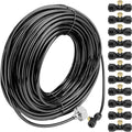 Misting Cooling System 98.4FT (30M) Misting Line + 50 Brass Mist Nozzles + 50 T-Connectors + 1 Faucet Adapters (3/4") Outdoor Mister for Patio Garden Greenhouse Trampoline for Waterpark
