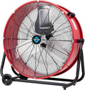 Tornado 8800 CFM Wide Version Metal Drum Fan 24 Inch High Velocity Fan Heavy Duty Tilt Red Commercial, Industrial Use 3 Speed - 8 FT Cord UL Safety Listed