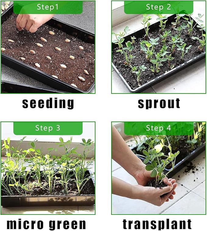 RooTrimmer 20 Pack 1020 Trays, No Drain Holes, 20" x 10", Extra Thick Heavy Duty Seed Starting Trays -Reusable Propagation Flats for Microgreens, Seedlings, Plant Germination, Fodder and Transplant