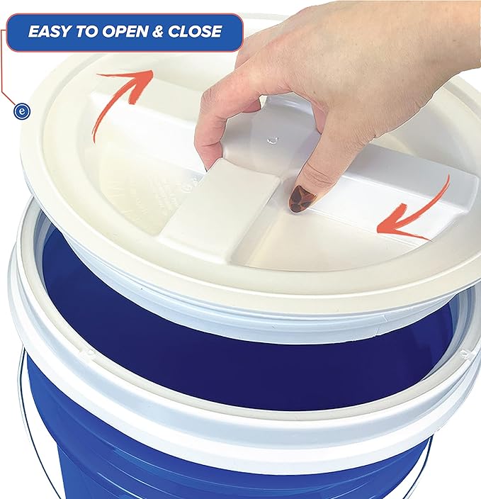 ePackageSupply 5 Gallon Bucket - Food Grade Bucket with Airtight Gamma Seal Screw-On Lid, BPA-Free, Heavy-Duty 90 Mil HDPE Plastic, Bulk Storage, Durable Container, Made in USA, Blue/White, 3 Packs