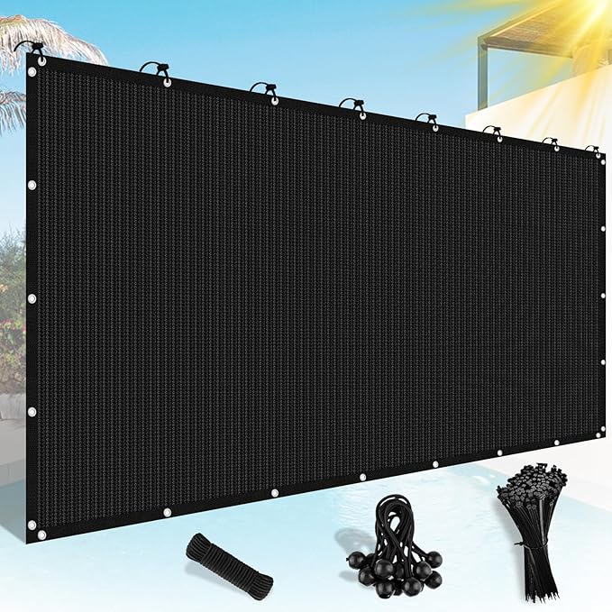 Shade&Beyond Customized Size 90% Sun Shade Cloth with Grommets, 10' X 16' Pergola Shade Cover Canopy, Mesh Tarp Sun Screens for Patio, Outdoor, Garden, Backyard, Black