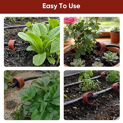 1 GPH Pressure Compensating Drippers for Garden System: Self-Cleaning Constant Flow Drippers for 1/4 Inch Drip Irrigation Tubing - Drip Irrigation Emitters for Drip Irrigation System Users (60pcs)