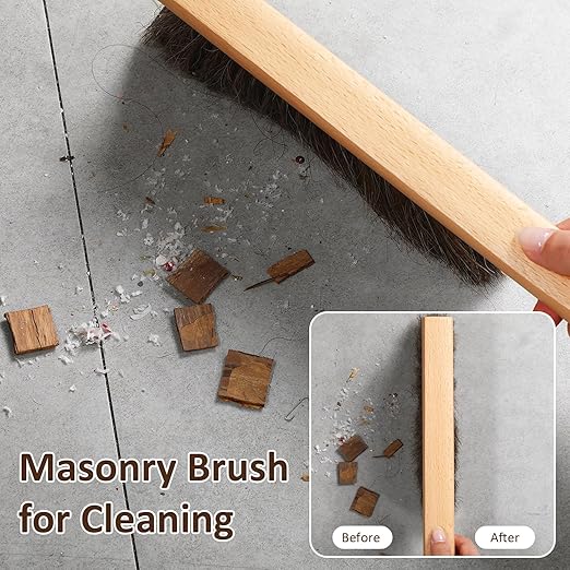 Baderke 2 Pcs Masonry Brush, Horsehair Brush Black Horsehair Fibers, 12.6 Inch Length Masonry Brush Tools for Texturing Concrete in Curbs Gutters and Other Hard to Reach Areas