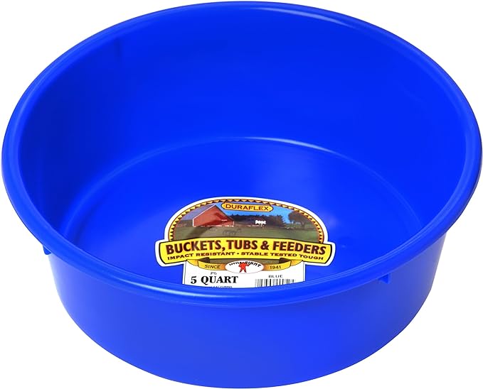 Little Giant® Plastic Utility Pan | Feed Pan | Durable & Versatile Livestock Feeding Bucket | Made in USA | 5 Quart | Blue