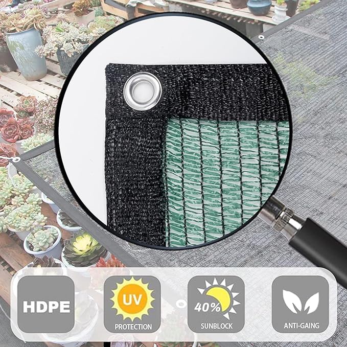 LOVE STORY 10x14FT 40% Dark Green Shade Cloth Sun Shade Net with Grommets Sunblock Net Mesh Tarp for Garden,Plants Cover,Greenhouse and Patio