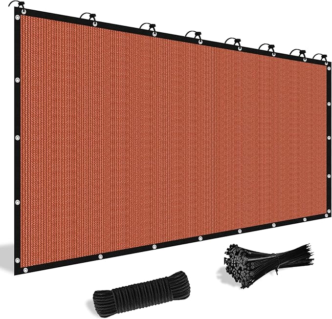Shade&Beyond Customized Size 7' X 10' Shade Cloth with Grommets, 90% UV Protection UV Protection Mesh Tarp Sun Screens for Patio GN04, Rust Red