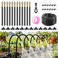 Automatic Drip Irrigation Kits - Garden Watering System with 360° Bendable Spray Adjustable Copper Atomizing Nozzles for Yard, Lawn, Raised Bed, Greenhouse, Potted Plants (15 Nozzles, 50FT Hose)