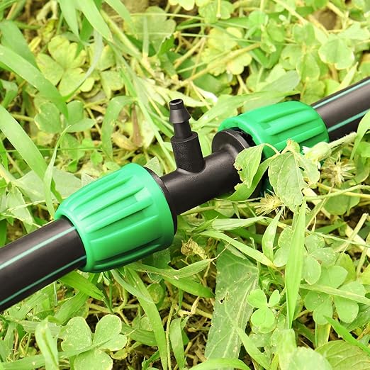 Gardrip 12 Pack Drip Irrigation Fittings for 1/2 Inch to 1/4 Inch Tubing Reducing Tee：1/2" (1/2" ID x 0.65" OD) to 1/4" Drip Line Anti-drop Locked Nut Barbed Reducer Tee Connectors