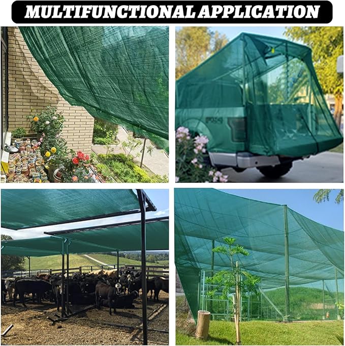 Cool Area 55% Sun Shade Cloth Mesh Tarp with Grommets for Plant Cover 10x20ft Patio Canopy Garden Pergola Greenhouse Car Barn Kennel Dark Green