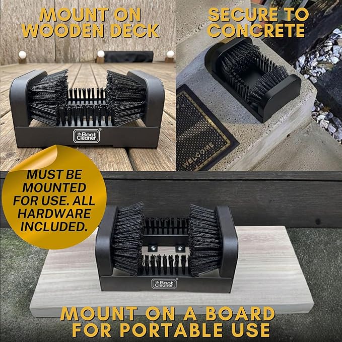 Heavy Duty Boot Brush Cleaner Outdoor Floor Mount or Portable Commercial Boot Scraper/Scrubber with Hardware, Plastic