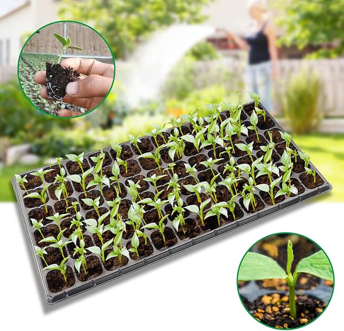 RooTrimmer 10 Pack 1020 Seed Starter Trays and 10 Pcs 72 Cell Plug Trays, Thick Durable Seedling Plastic Nursery Tray for TD538 1020 Tray Germination (10 Sets)