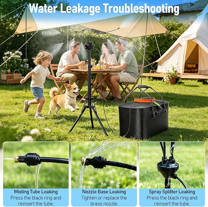 Bonviee 5.3 FT Standing Misters for Outside Patio- Portable Standing Mister Kit with Adjustable Tripod, 22L Water Tank & Rechargeable Pump, 8 Adjustable Nozzles with Flexible Arms for Outdoor Cooling