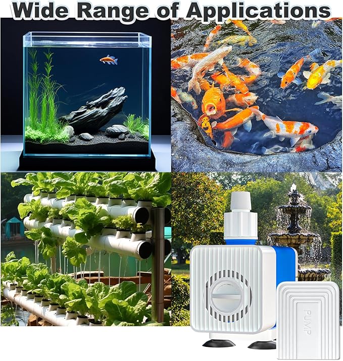 SongLong Submersible Pump 400GPH (1500 L/H 25W) Ultra Quiet with Over Heating Protection 6ft High Lift for Fountains, Hydroponics, Ponds, Aquariums & More…