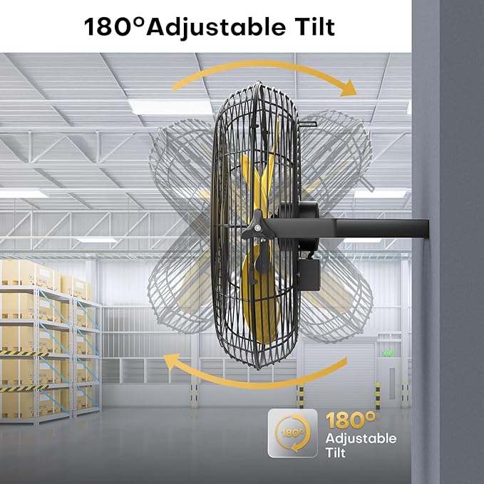VINICAYA 18 Inch Industrial Wall Fan, 4800 CFM Metal Wall Mount Fans with Poweful Motor, 3 Speed, Heavy Duty Fan Indoor for Covered Patio, Greenhouse, Gazebo, and Garage, UL Listed
