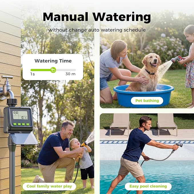 Sprinkler Timer- Hose Timer for Garden Hose, Programmable Watering Timer with Rain Delay, Outdoor Automatic & Manual Drip Irrigation Controller System for Lawn Yard Greenhouse