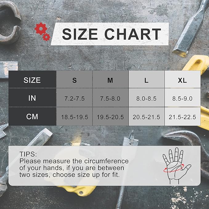 HANDLANDY Mens Work Gloves Touch screen, Utility Mechanic Gloves, Flexible Breathable Fit- Padded Knuckles & Palm