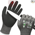 Schwer 12 Pairs ProGuard High Level Cut Resistant Work Gloves PR3326 for Extreme Protection，ANSI A9 Cut Gloves with Reinforced Thumb, Non Slip, Breathable, Durable, Touch-screen, Black (XL